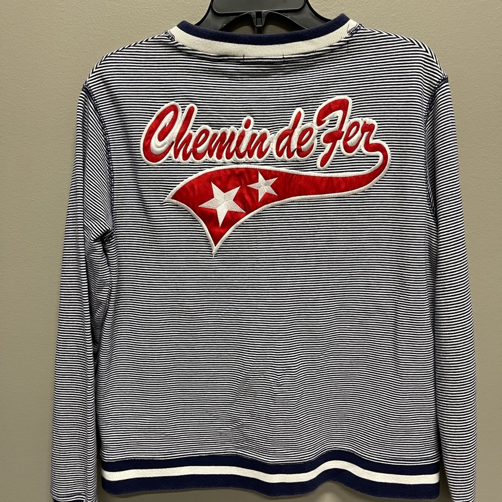 Striped Chemin de Fer Sweatshirt zip up with Red Accents